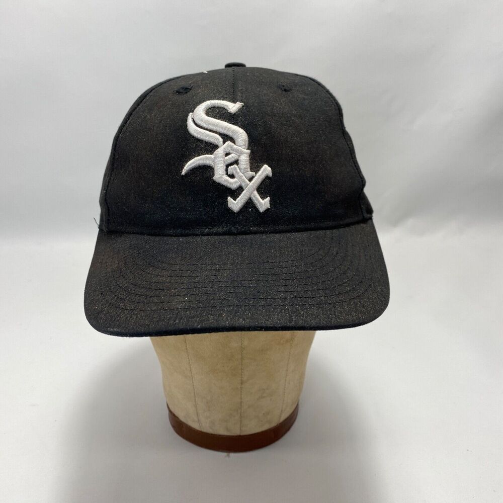 Youth Chicago White Sox Baseball Cap Hat Black Embroidered Hook & Loop Chore